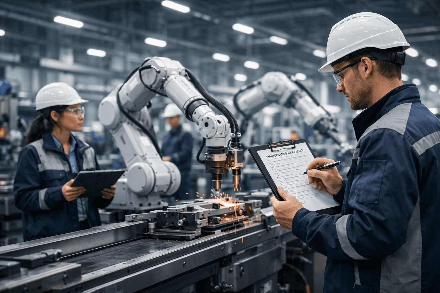 Technikus megelőző karbantartást végez ipari berendezésen